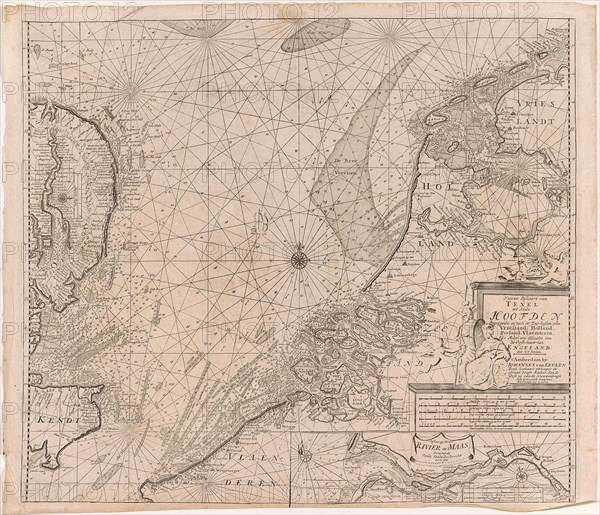 Sea chart of the southern part of the North Sea and part of the east coast of England, Gerard van Keulen, Johannes van Keulen (I), unknown, 1688 - 1803