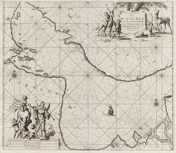 Sea chart of part of the White Sea in Russia, Jan Luyken, Johannes van Keulen (I), unknown, 1681-1799