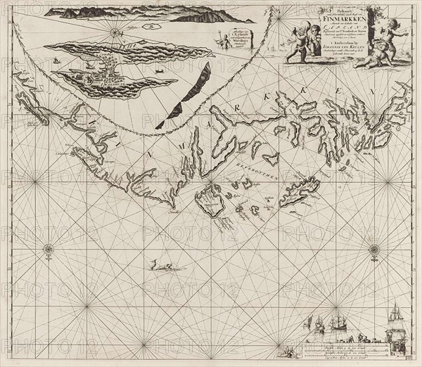 Sea chart of part of the coast of Finnmark, Jan Luyken, Johannes van Keulen (I), unknown, 1681 - 1799