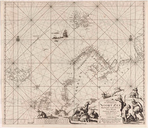Sea chart of Northern part of Atlantic and Arctic Ocean, North Sea and Baltic Sea, Jan Luyken, Johannes van Keulen I, unknown, 1681-1799