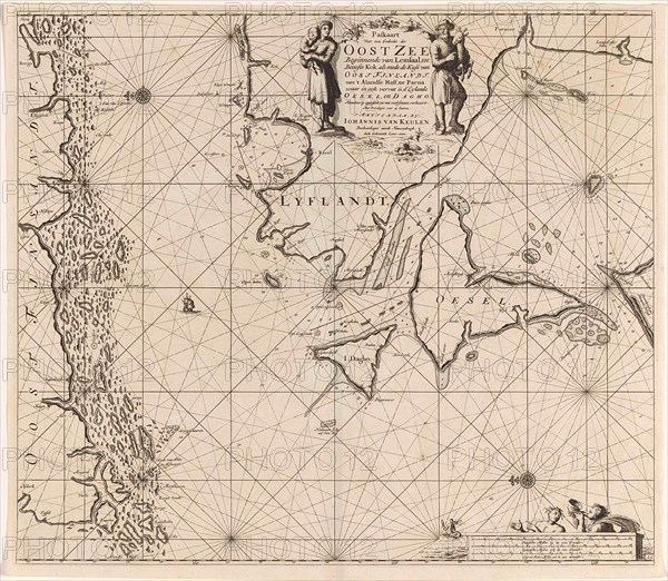 Sea chart of the mouth of the Gulf of Finland in the Baltic Sea, Jan Luyken, Johannes van Keulen (I), unknown, 1681 - 1799