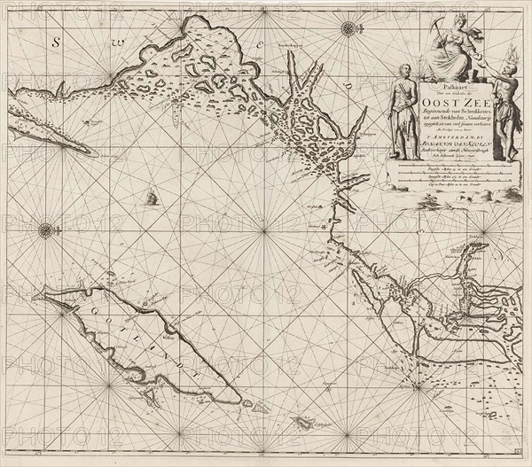 Sea chart of the northwestern part of the Baltic Sea by the Swedish coast, Jan Luyken, Johannes van Keulen (I), unknown, 1681 - 1799