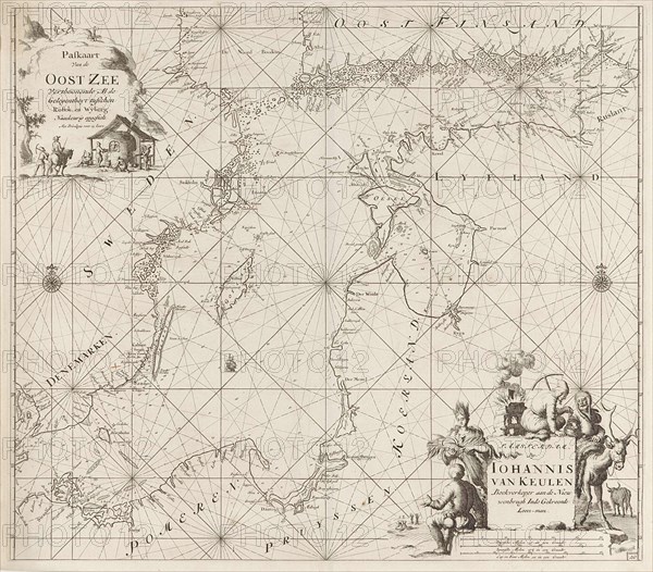 Sea chart of the Baltic Sea from Rostock to Vyborg, Jan Luyken, Johannes van Keulen (I), unknown, 1681 - 1799