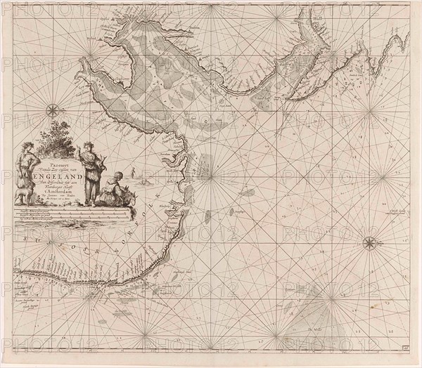 Sea chart of the east coast of England, with the mouth of the Humber, Jan Luyken, Johannes van Keulen (I), unknown, 1681 - 1799
