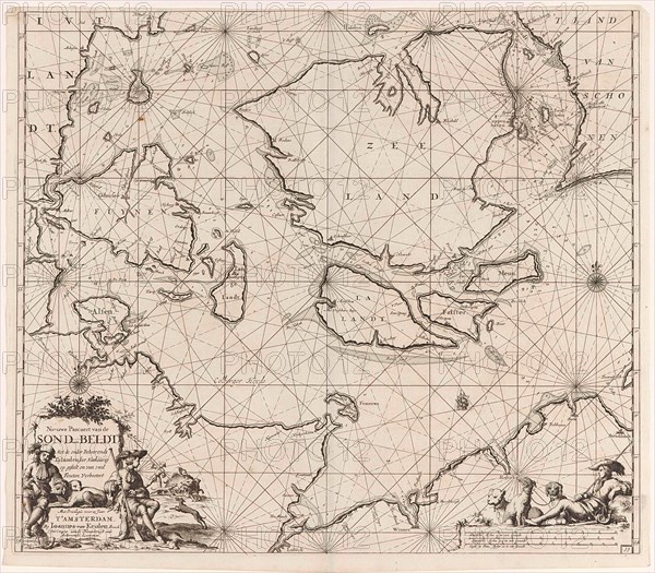 Sea chart of the Danish Islands, part of the coast of Sweden and Germany, Jan Luyken, Johannes van Keulen I, unknown, 1681-1799