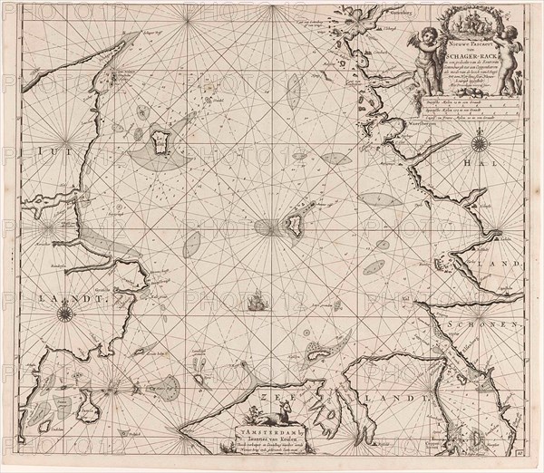 Sea chart of Denmark in the Skagerrak and Kattegat, Jan Luyken, Johannes van Keulen I, unknown, 1681-1799