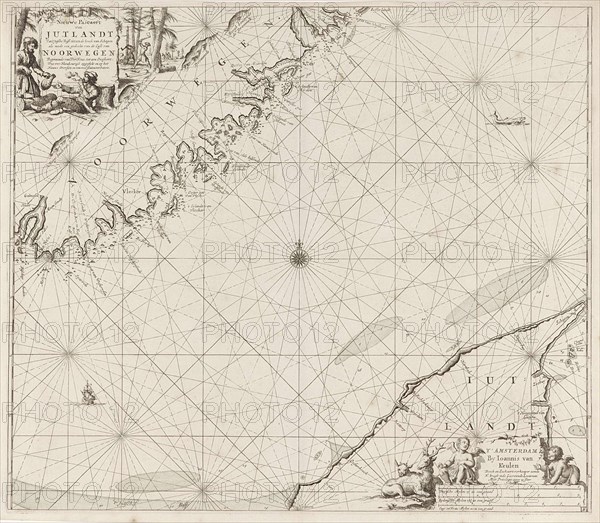 Sea chart of part of the coast of Norway and Jutland, Jan Luyken, Johannes van Keulen (I), unknown, 1681-1799