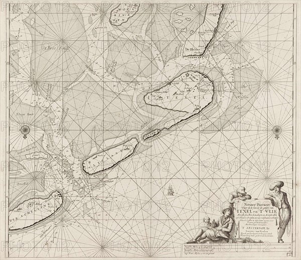 Sea chart of the Wadden Sea from Den Helder to Terschelling, Jan Luyken, Johannes van Keulen (I), unknown, 1681 - 1799