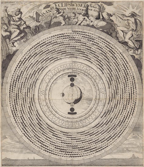 Lunar eclipse and wiser, Caspar Luyken, Joannes Loots, Joannes Loots, 1695