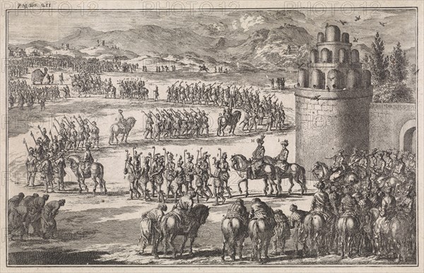 procession at the exit of the king of Persia, Jan Luyken, H.W. Meyer, 1712