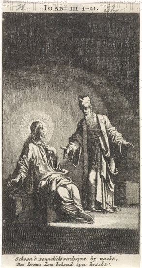 Conversation between Christ and Nicodemus, Jan Luyken, Anonymous, 1712