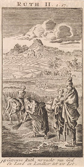 Boaz and Ruth, Jan Luyken, Anonymous, 1712