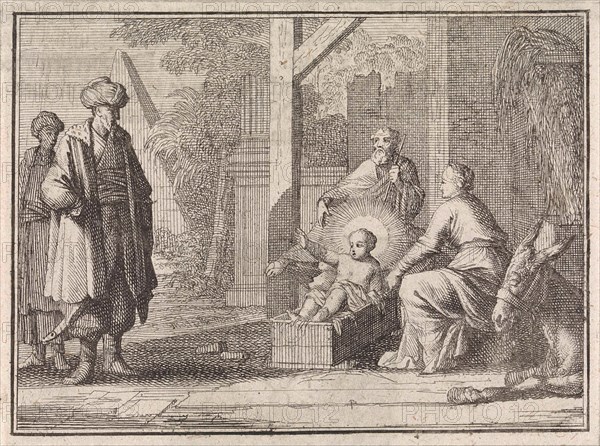 Christ child speaks from the manger to an Easterner, Caspar Luyken, Christoph Weigel, Frantz Martin Hertzen, 1710