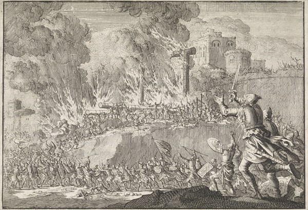 Outburst of the Jews from Jerusalem, Jan Luyken, Pieter Mortier, 1704