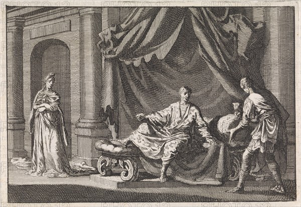 Herod on his couch, Jan Luyken, Pieter Mortier, 1704