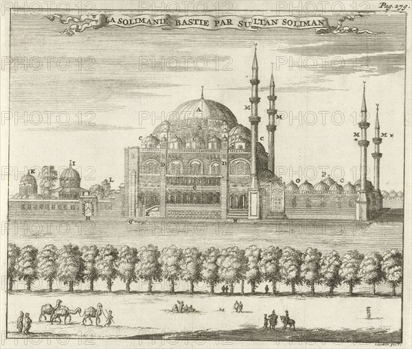View of the Suleymaniye Mosque in Istanbul Turkey, Jan Luyken, veuve Damien Foucault, Pierre Rocolet, 1681