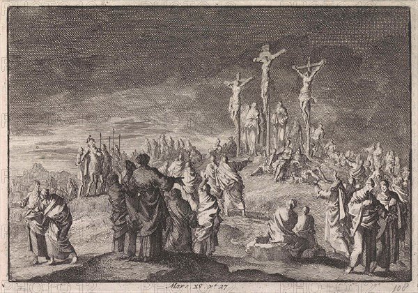 Christ on the cross, Jan Luyken, Pieter Mortier, 1703 - 1762