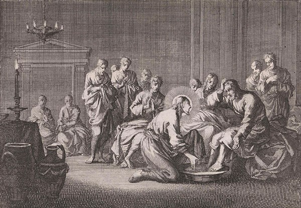 Foot Washing, Jan Luyken, Pieter Mortier, 1703 - 1762