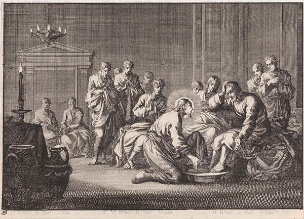 Foot Washing, Jan Luyken, Pieter Mortier, 1703