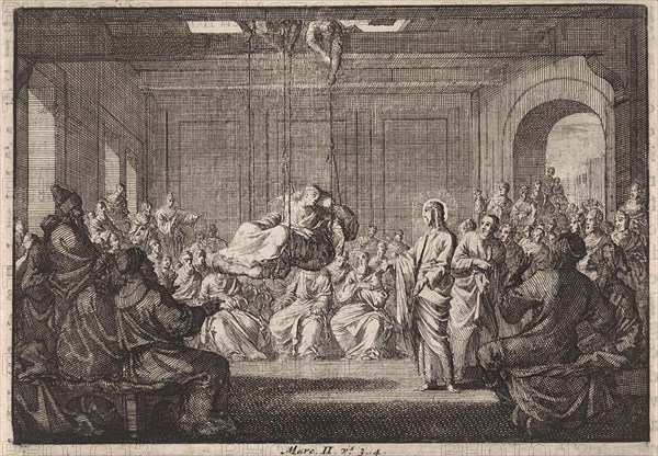 Healing of a paralytic, Jan Luyken, Pieter Mortier, 1703 - 1762