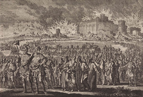 Destruction of Jerusalem by the Babylonian army, Jan Luyken, 1703 - 1762