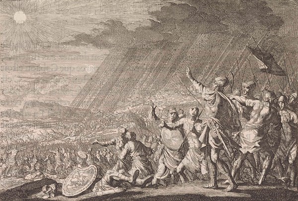 Battle of Gibeon, Jan Luyken, Pieter Mortier, 1703 - 1762