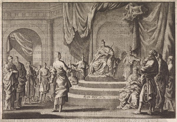 Joseph explains the dreams of the Pharaoh, Jan Luyken, Pieter Mortier, 1703 - 1762