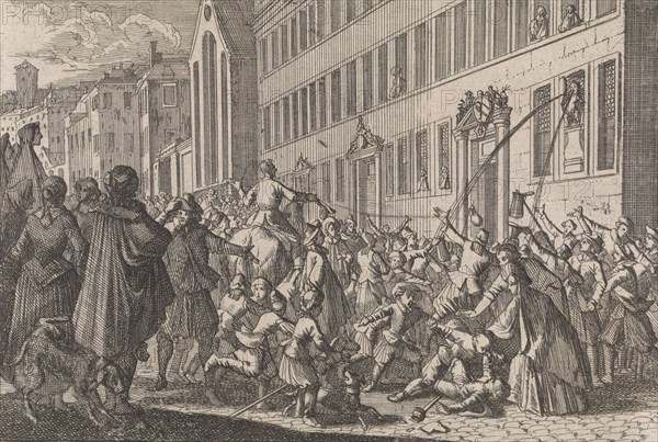 Public proclamation of the treaties concluded in Nuremberg, 1650, print maker: Caspar Luyken attributed to, Johann David Zunnern, 1701