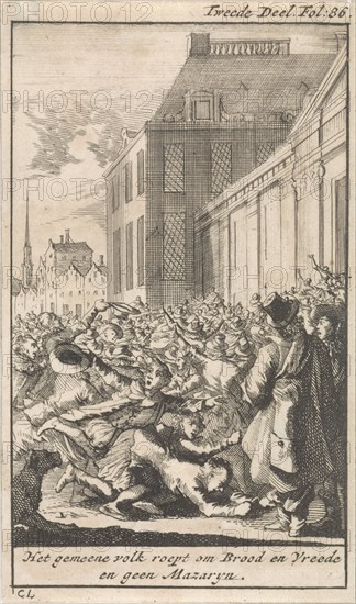 Protest of the population against Cardinal Mazarin, Caspar Luyken, Boudewijn van der Aa, 1699