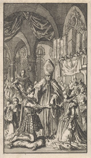 Marriage between Crown Prince Philip and Maria of Portugal, 1543, Jan Luyken, 1699