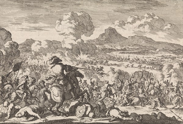 Victory of Prince Eugene against the Turks on the Tisza, 1697, Jan Luyken, Pieter van der Aa (I), 1698