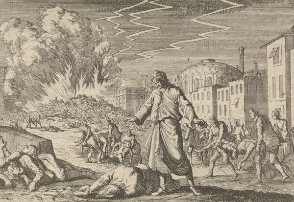 The plague in Naples, 1656 Italy, print maker: Caspar Luyken, Pieter van der Aa I, 1698