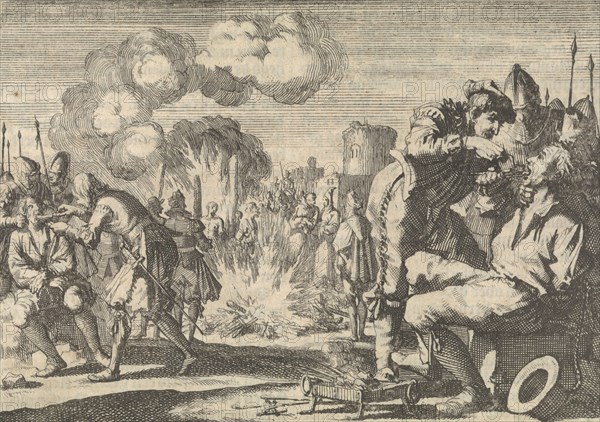 Persecution of the reformers in the Netherlands, 1574, print maker: Jan Luyken, Pieter van der Aa I, 1698