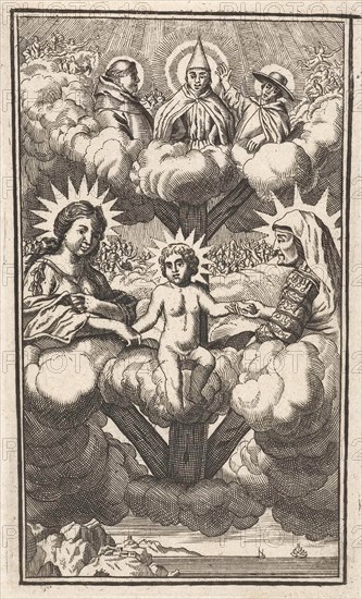 The Virgin and Child with St. Anne, print maker: Anonymous, Samuel van Hoogstraten, Philip Verbeek, 1671 - 1716