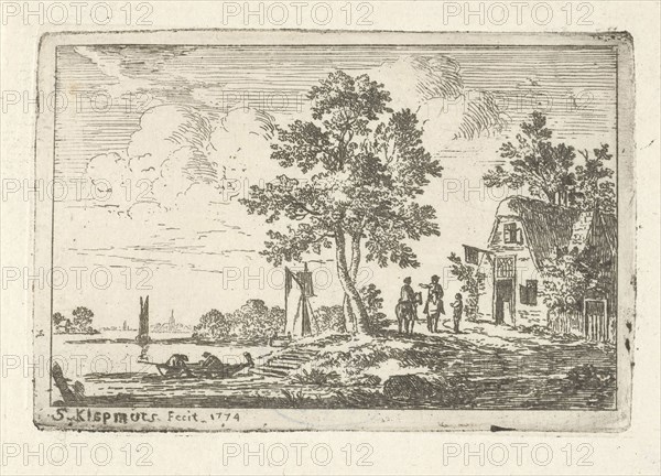 Landscape with a tavern and a river, Simon Klapmuts, 1774