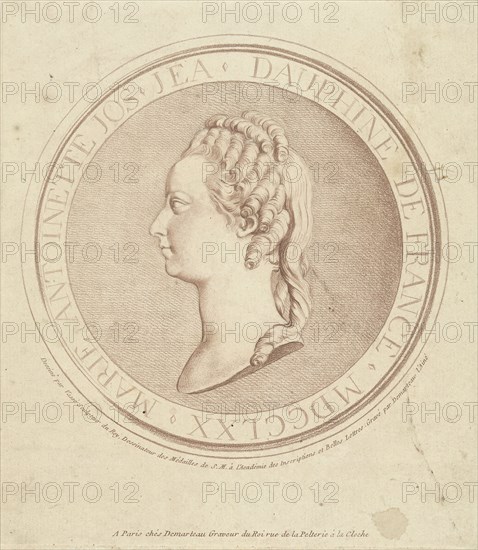 Portrait of Marie Antoinette, Dauphine of France, in bas-relief on the medallion, Gilles Demarteau, 1770