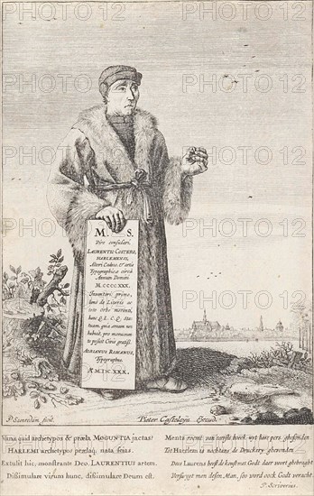 Portrait of Laurens Jansz. Coster, Pieter Jansz. Saenredam, Pieter Casteleyn, Petrus Scriverius, 1630