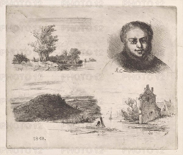 Creation Sets of the Hague Etsclub, Jan Weissenbruch, Reinier Craeyvanger, Lambertus Hardenberg (1822-1900), 1848