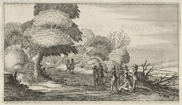 Hikers in a landscape, Gillis van Scheyndel I, Anonymous, Claes Jansz. Visscher II, 1624