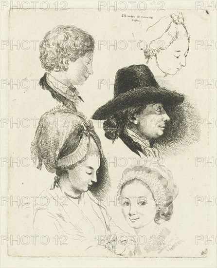 Study Sheet with portraits of Louis Bernard Coclers and his family, Louis Bernard Coclers, 1780