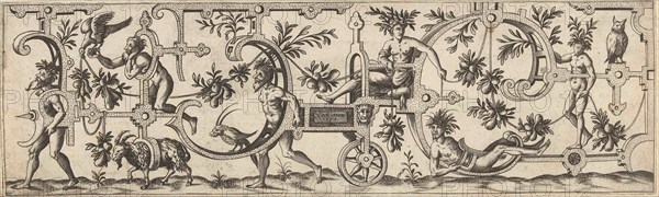 Wagon adorned with foliate scrolls, Anonymous, Cornelis Floris (II), Hieronymus Cock, 1552