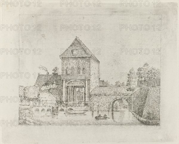 Linschoterpoort at Oudewater, EThe Netherlands, berhard Cornelis Rahms, 1860