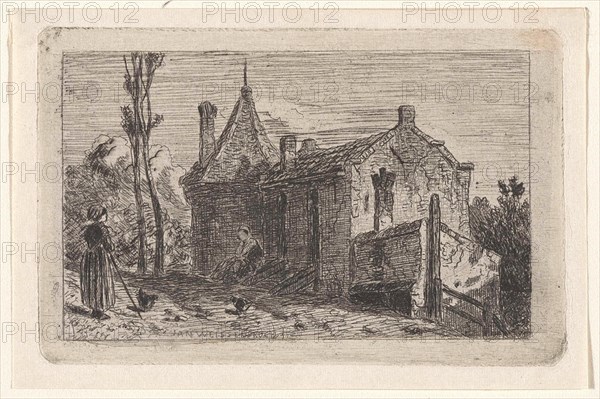 Farm in Culemborg, The Netherlands, print maker: Jan Weissenbruch, 1837 - 1880