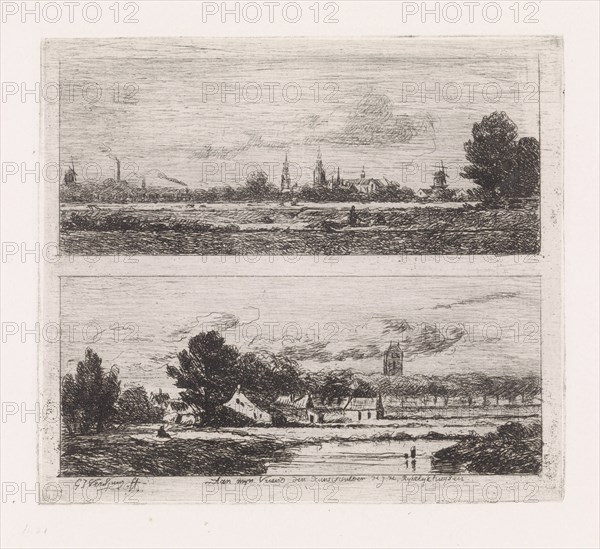 Two landscapes, Gijsbertus Johannes Verspuy, Hermanus Jan Hendrik van Rijkelijkhuysen, 1833 - 1862