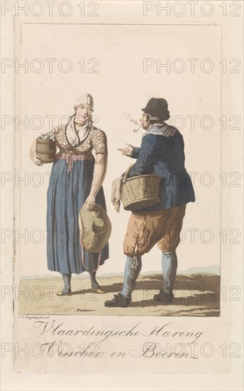 Fishermen from Vlaardingen, The Netherlands, print maker: Jan Anthonie Langendijk Dzn