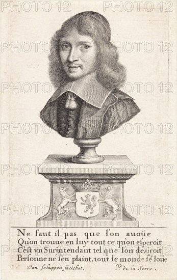 Portrait of Nicolas Foucquet, Pieter van Schuppen, P. de la Serre, 1655 - 1703