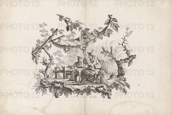 Chinese dwellings and figures. Suite of six prints. I. Pillement inv. F. A. Aveline sc. London by I Pillement, a Paris chez Bashan, France, FranÃ§ois Antoine Aveline, Jean Baptiste Pillement, Jean Baptiste Pillement, 1728 - 1780