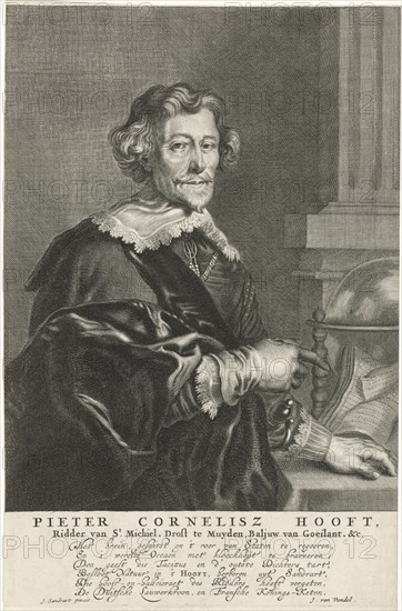 Portrait of Pieter Cornelis Hooft, Abraham Bloteling, Reinier van Persijn, Joost van den Vondel, 1655 - 1690