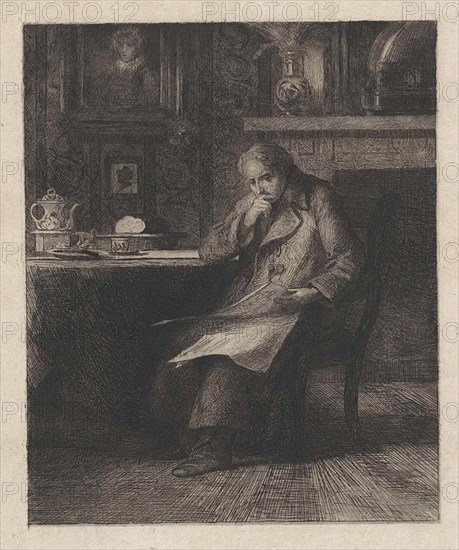 Man reading newspaper, Willem Steelink (II), 1866 - 1928