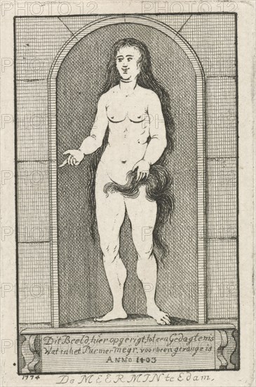 Niche with the statue of a mermaid, print maker: Caspar Jacobsz. Philips, 1774